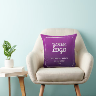 Your Logo & Stylish Light to Dark Purple Ombre Cushion