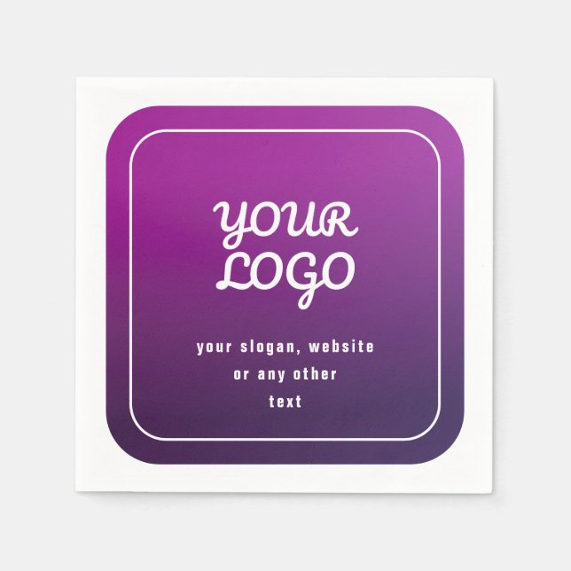 Your Logo & Stylish Light to Dark Purple Ombre Napkin (Front)