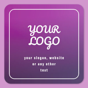 Your Logo & Stylish Light to Dark Purple Ombre Square Sticker
