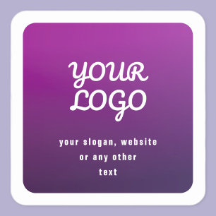 Your Logo & Stylish Light to Dark Purple Ombre Square Sticker