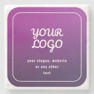 Your Logo & Stylish Light to Dark Purple Ombre Stone Coaster