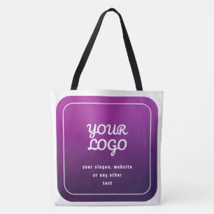 Your Logo & Stylish Light to Dark Purple Ombre Tote Bag
