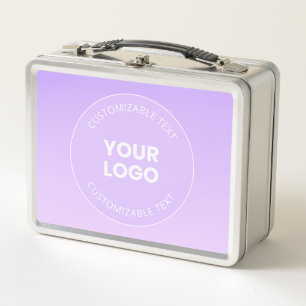 Your Logo   Subtle Lavender Ombre Gradient Metal Lunch Box