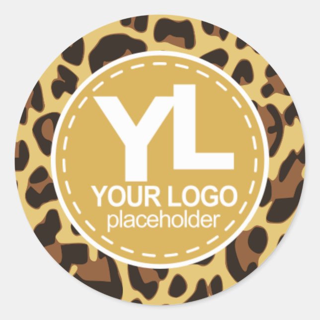Your Logo Template Leopard Leo Rockabilly Pattern Classic Round Sticker (Front)