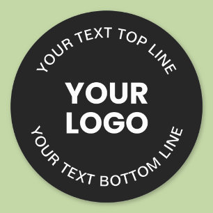 Your Logo & Text Black Classic Round Sticker