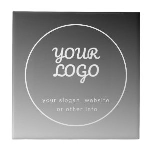 Your Logo & Text   Dark Grey Gradient Ceramic Tile