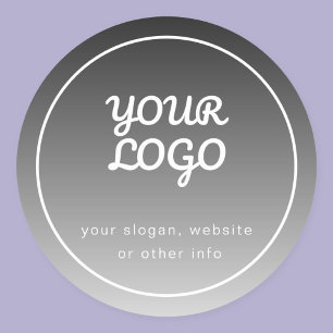 Your Logo & Text   Dark Grey Gradient Classic Round Sticker