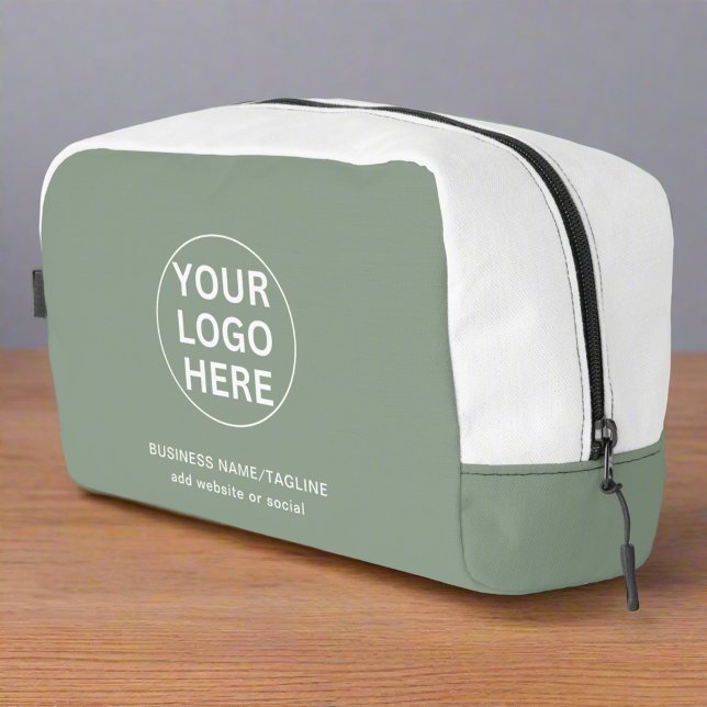 Your Logo & Text Here l Business Promo Sage Green  Dopp Kit (Creator Uploaded)