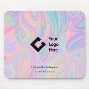 Your Logo + Text - Holographic Iridescent Mouse Pad