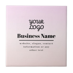 Your Logo & Text   Pink & Peach Ombre Ceramic Tile