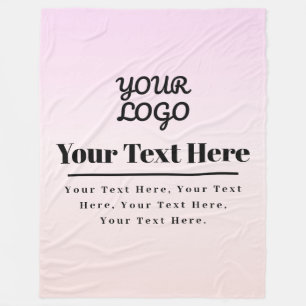 Your Logo & Text Pink & Peach Ombre Fleece Blanket