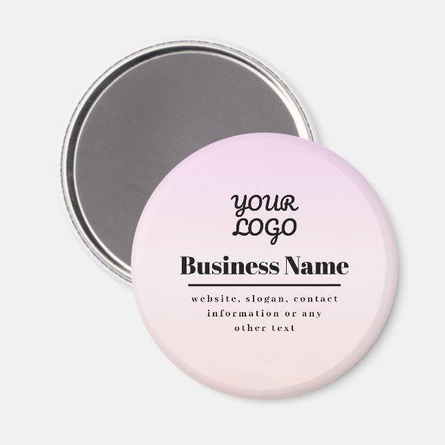 Your Logo & Text | Pink & Peach Ombre Magnet (Front/Back)