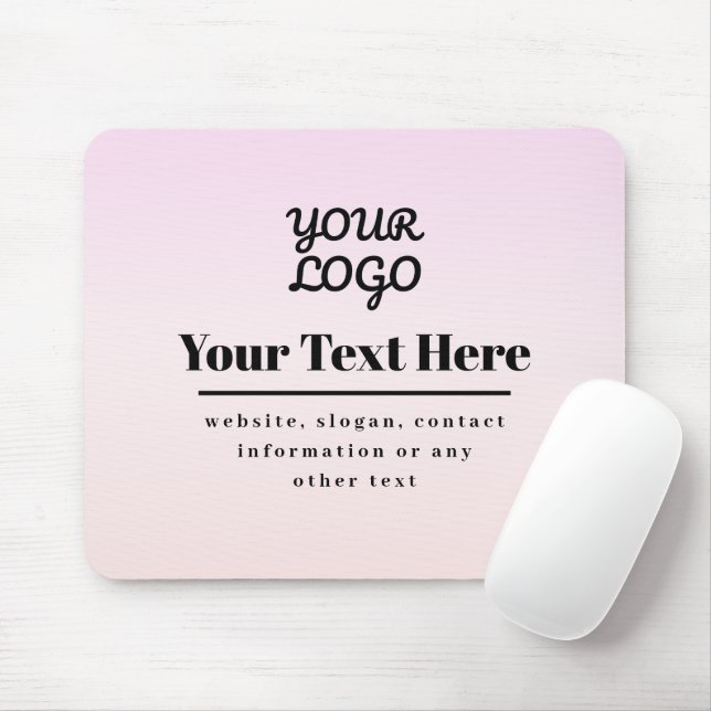Your Logo & Text | Pink & Peach Ombre Mouse Pad (With Mouse)