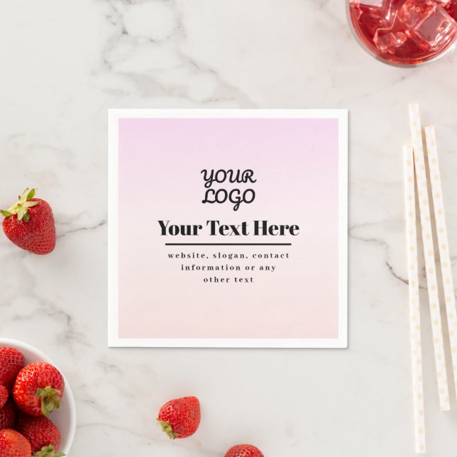Your Logo & Text | Pink & Peach Ombre Napkin (Insitu)