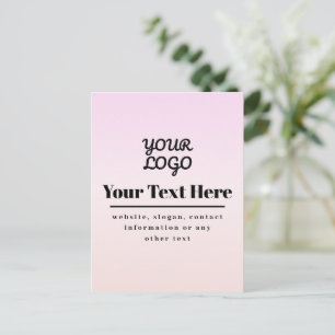 Your Logo & Text   Pink & Peach Ombre Postcard