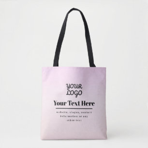 Your Logo & Text   Pink & Peach Ombre Tote Bag