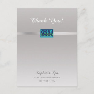 Your Logo, Thank You, Bus Promo Name, Silver/White Postcard