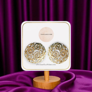 Your Logo Thin Gold Border Earring Display Card