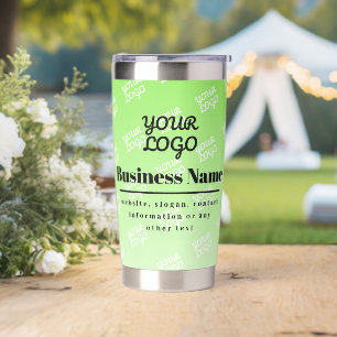Your Logo + Tiled Logo Background & Editable Ombre Insulated Tumbler