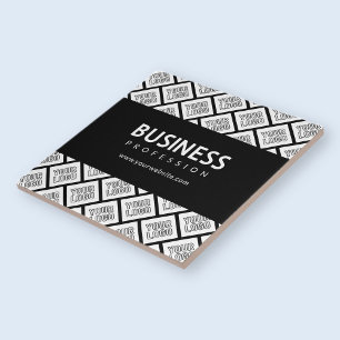 Your Logo Tiled Pattern & Editable Business Name  Ceramic Tile
