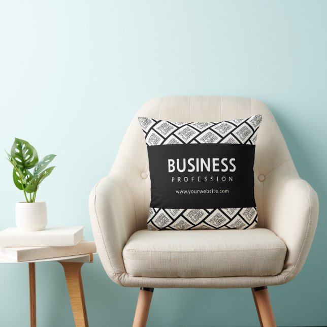 Your Logo Tiled Pattern & Editable Business Name  Cushion (Chair)