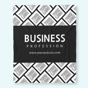 Your Logo Tiled Pattern & Editable Business Name  Fleece Blanket