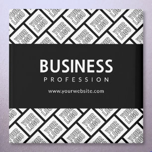 Your Logo Tiled Pattern & Editable Business Name  Magnet
