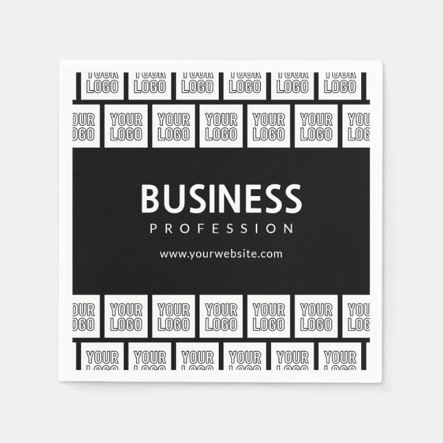 Your Logo Tiled Pattern & Editable Business Name  Napkin (Front)