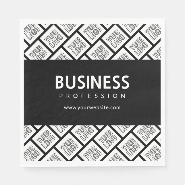 Your Logo Tiled Pattern & Editable Business Name  Napkin (Front)