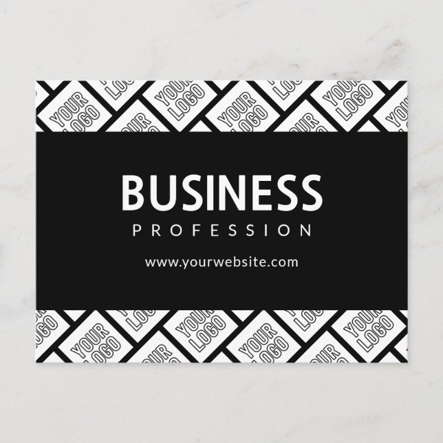 Your Logo Tiled Pattern & Editable Business Name  Postcard (Front)