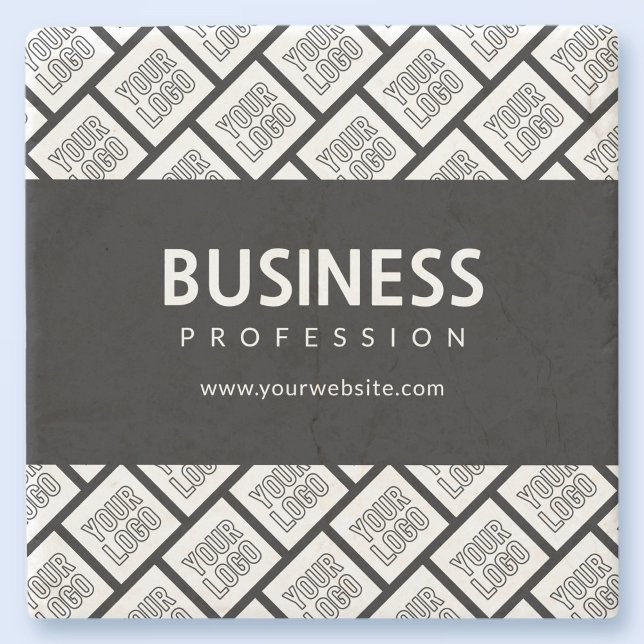Your Logo Tiled Pattern & Editable Business Name  Stone Coaster (Creator Uploaded)