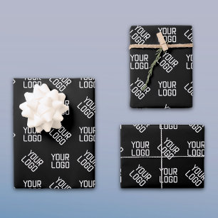 Your Logo Unique Alternating Logo or Design Wrapping Paper Sheet