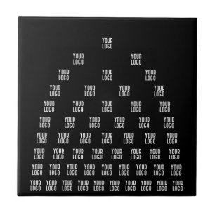 Your Logo Unique Arch Pattern Black (editable) Ceramic Tile