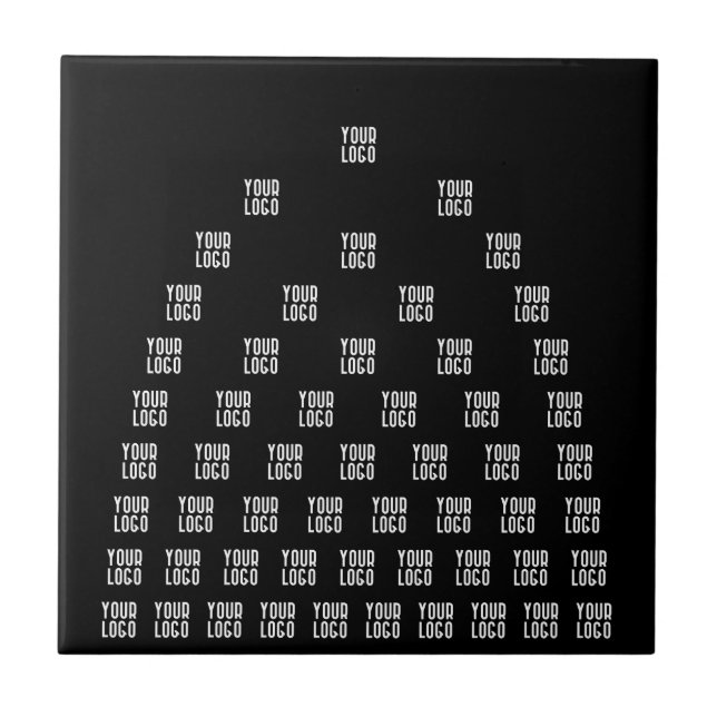 Your Logo Unique Arch Pattern | Black (editable) Ceramic Tile (Front)