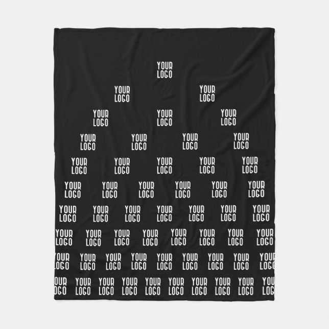 Your Logo Unique Arch Pattern | Black (editable) Fleece Blanket (Front)