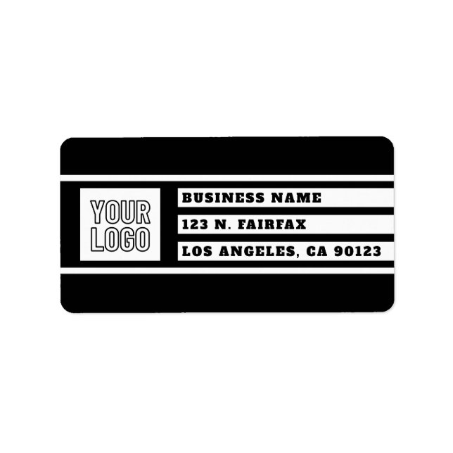 Your Logo Unique Geometric Stripes | Black & White Label (Front)