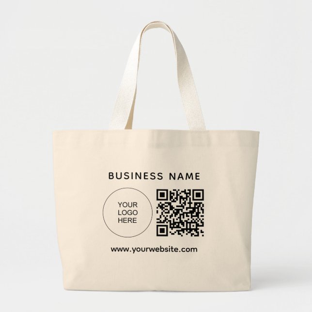Your Logo Url Address QR Code Double Sided Print Large Tote Bag (Front)