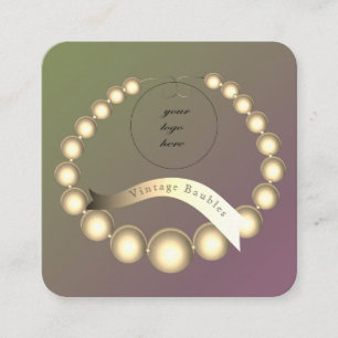 Your Logo Vintage Gold Colour Baubles Square Business Card
