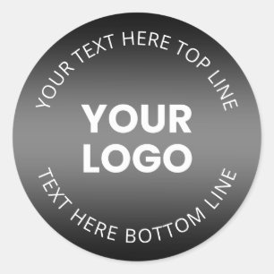 Your Logo w/Editable Black & White Gradient  Classic Round Sticker