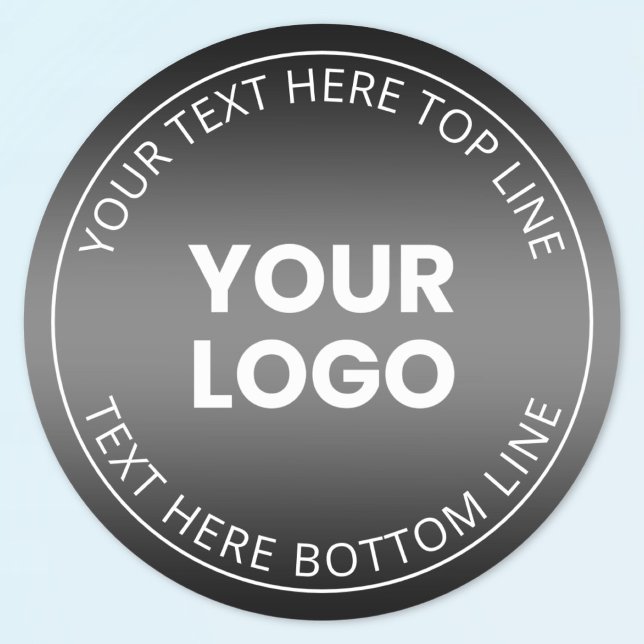 Your Logo w/Editable Black & White Gradient  Classic Round Sticker (Creator Uploaded)