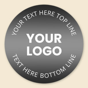 Your Logo w/Editable Black & White Gradient Classic Round Sticker