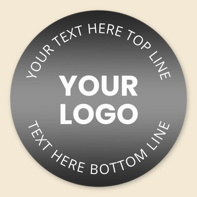Your Logo w/Editable Black & White Gradient  Classic Round Sticker (Creator Uploaded)