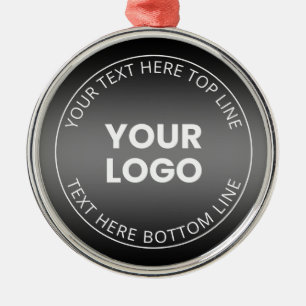 Your Logo w/Editable Black & White Gradient  Metal Ornament