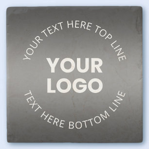 Your Logo w/Editable Black & White Gradient  Stone Coaster
