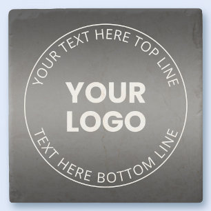 Your Logo w/Editable Black & White Gradient  Stone Coaster