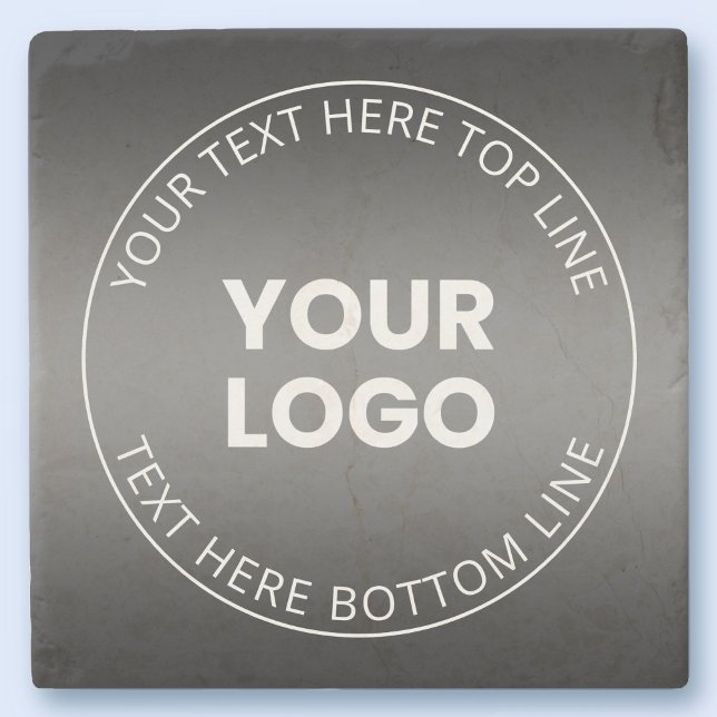 Your Logo w/Editable Black & White Gradient  Stone Coaster (Creator Uploaded)