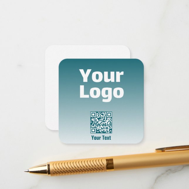 Your Logo w/Editable QR code & Gradient Ombre Enclosure Card (Front/Back In Situ)