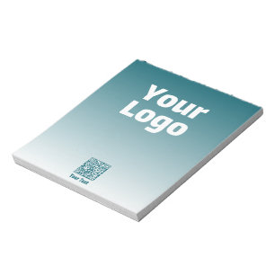 Your Logo w/Editable QR code & Gradient Ombre Notepad