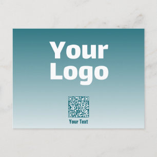 Your Logo w/Editable QR code & Gradient Ombre Postcard