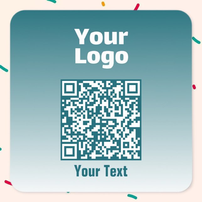 Your Logo w/Editable QR code & Gradient Ombre Square Sticker (Creator Uploaded)